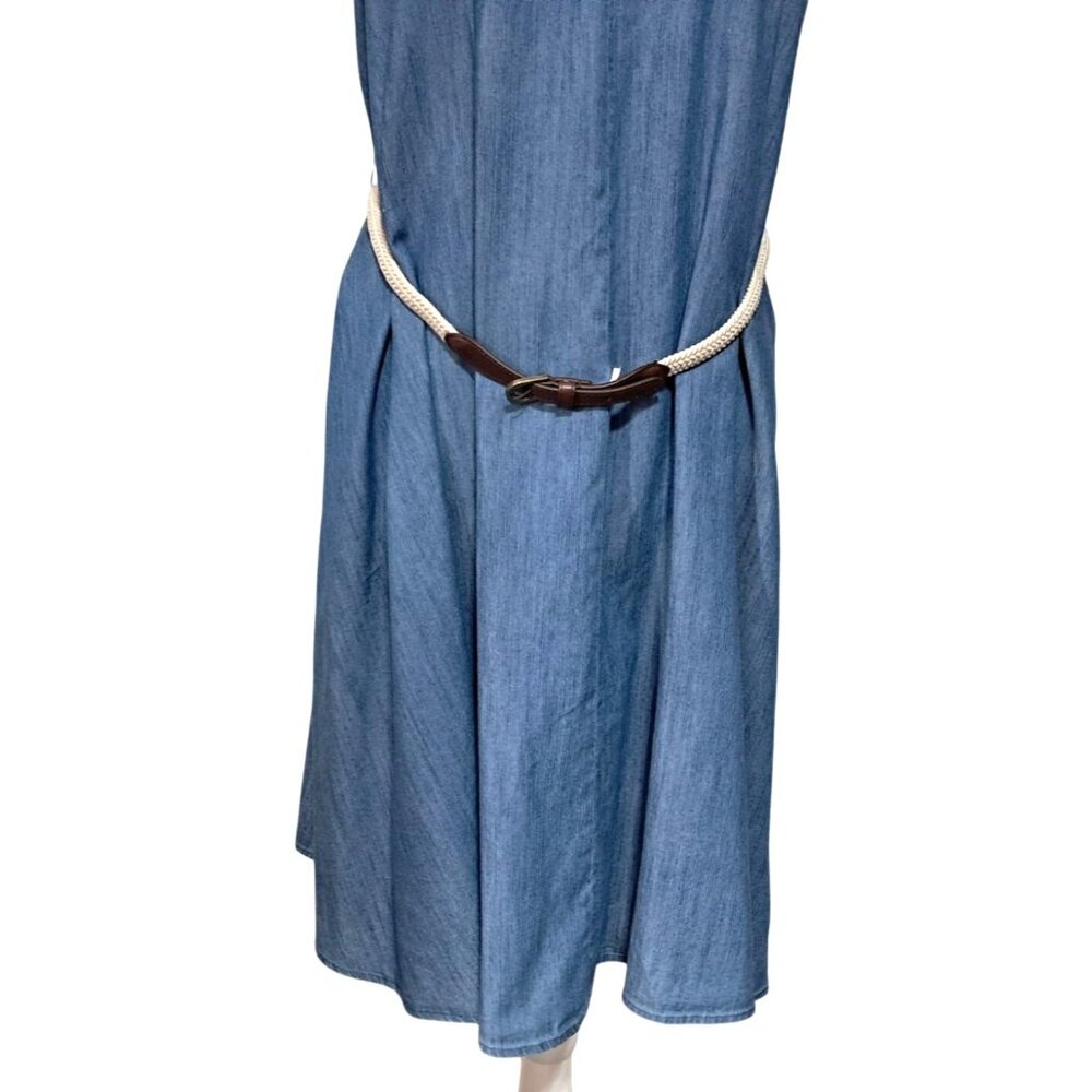 Motherhood Maternity Dress Womens Size L Blue Chambray Belted Knee Length - Picture 4 of 12